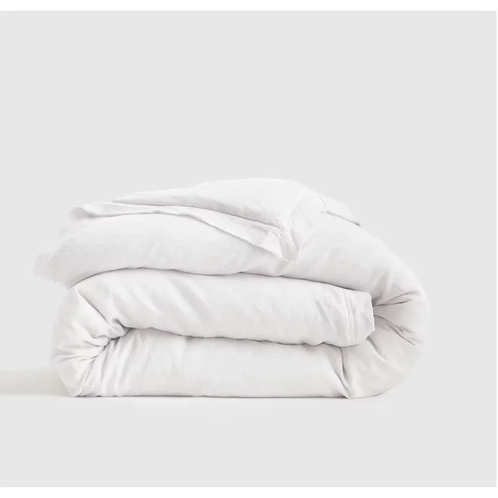 Quince European Linen Double Flange Duvet Cover King/Cal King White NO SHAMS